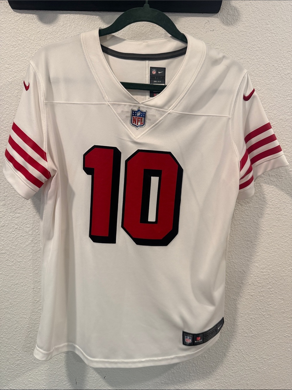 Nike White Football Jersey with Red Number 10